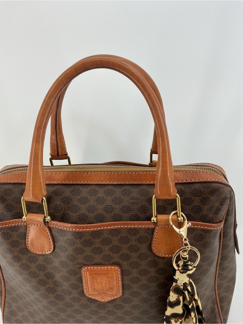 Celine Vintage Macadam Boston 35 Brown Monogram Leather Handbag - Picture 11 of 15